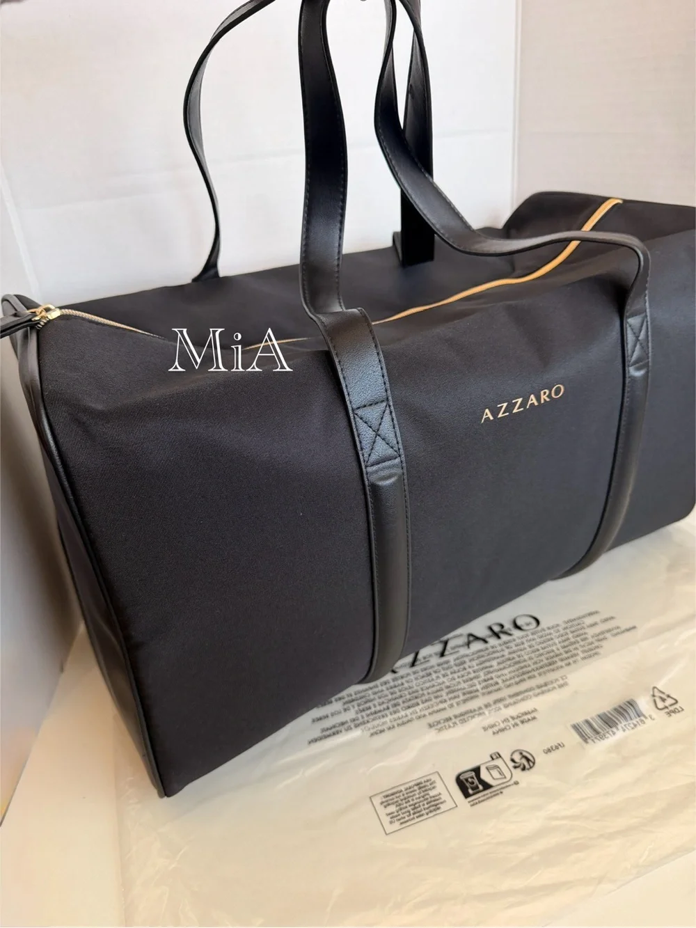 Azzaro Black Duffle Bag / Gym Bag/  Weekend Carry on Travel Bag (19”x11”x9”)